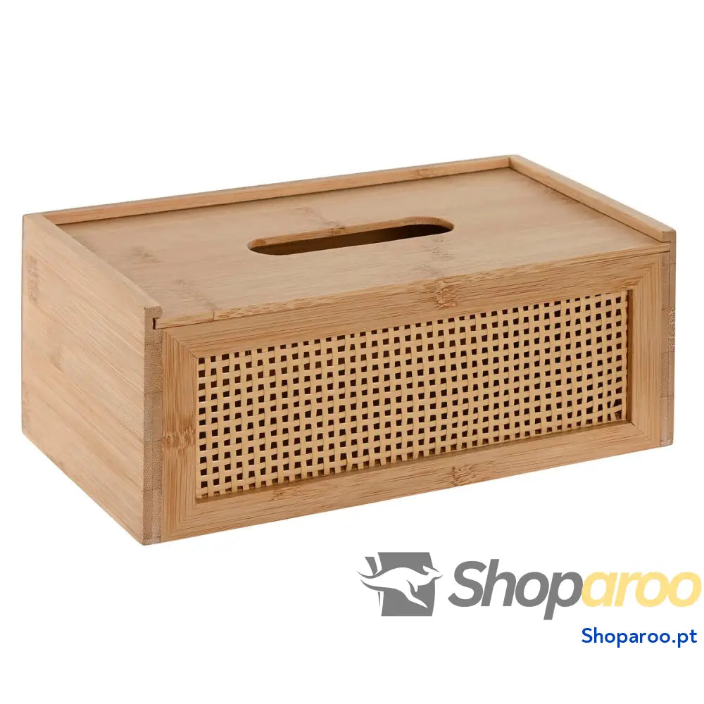 Caixa para lenços Home ESPRIT Bambu Rotim 25 x 13 10 cm