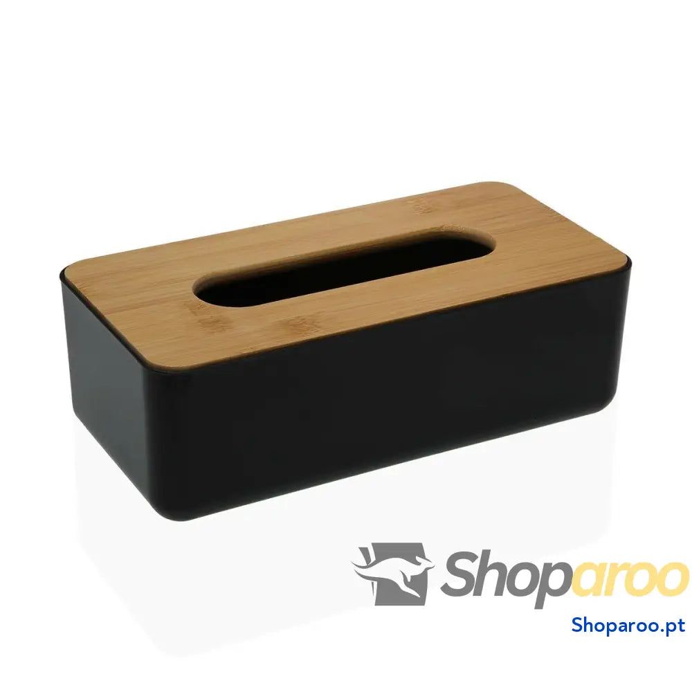 Caixa para lenços Versa Bambu Polipropileno 13,1 x 8,6 26,1 cm Preto