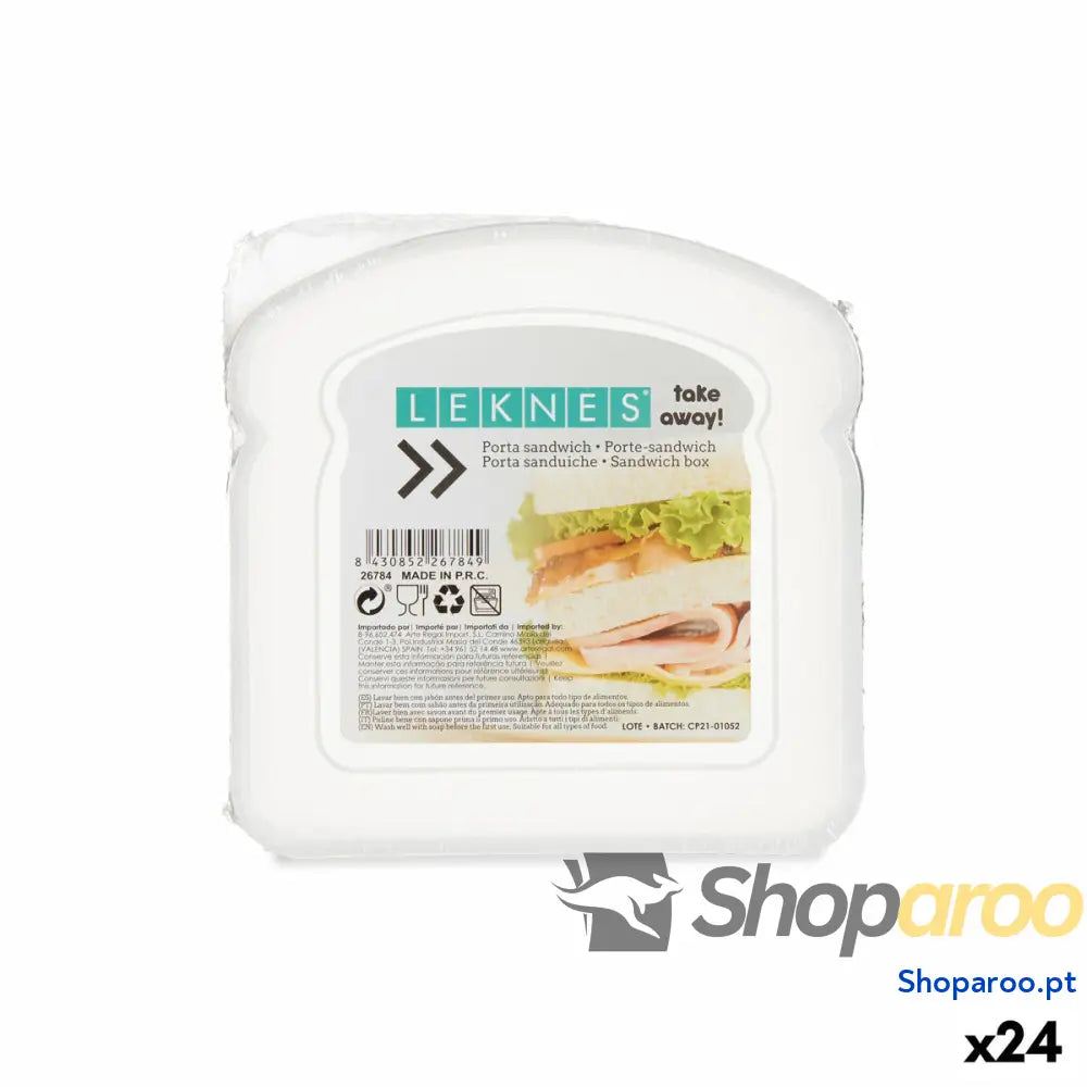 Caixa Sanduíche Leknes 47034E Transparente Plástico 12 x 4 x 12 cm (24 Unidades)