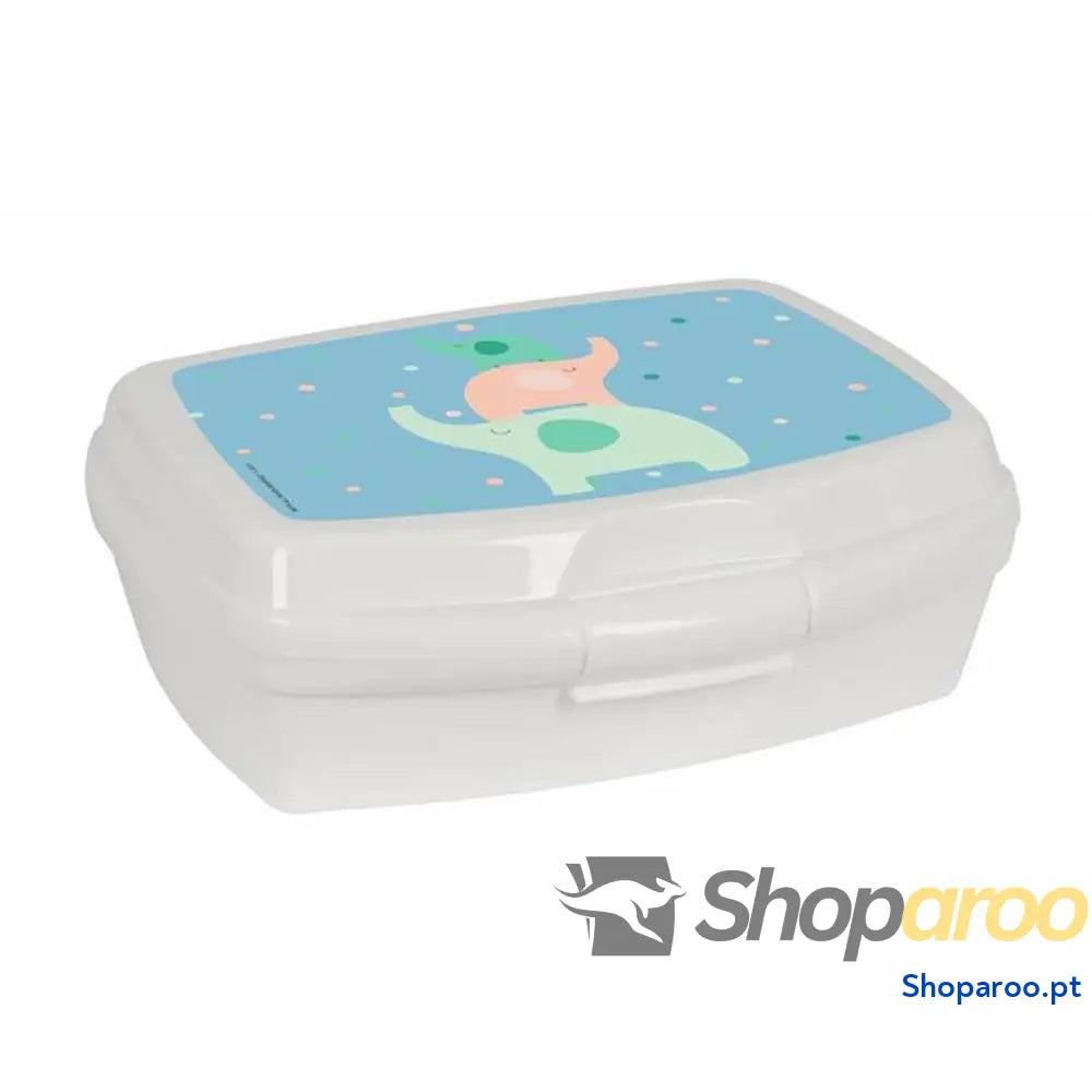 Caixa Sanduíche Safta Elefantes Menta Poliuretano 17 x 6 x 14 cm