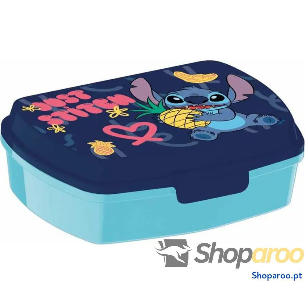 Caixa Sanduíche Stitch Sweet Azul Lilás Poliéster Retangular 17 x 5,6 x 13,3 cm