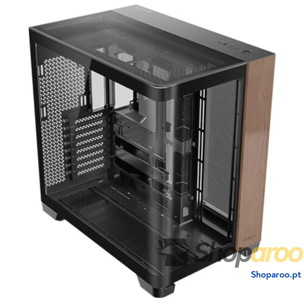 Caixa Semitorre ATX Antec C8 Curve Wood Preto Transparente Madeira