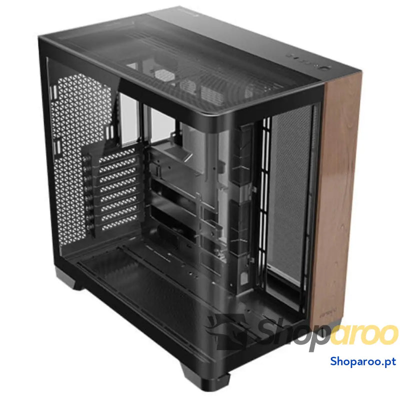 Caixa Semitorre ATX Antec C8 Curve Wood Preto Transparente Madeira