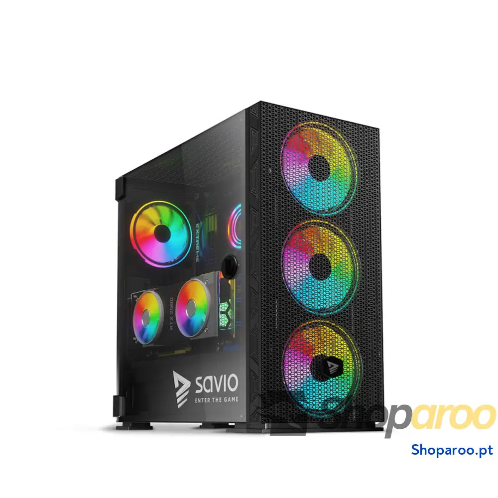 Caixa Semitorre ATX/mATX Savio SAVGC-RAPTORX1 Preto Multicolor