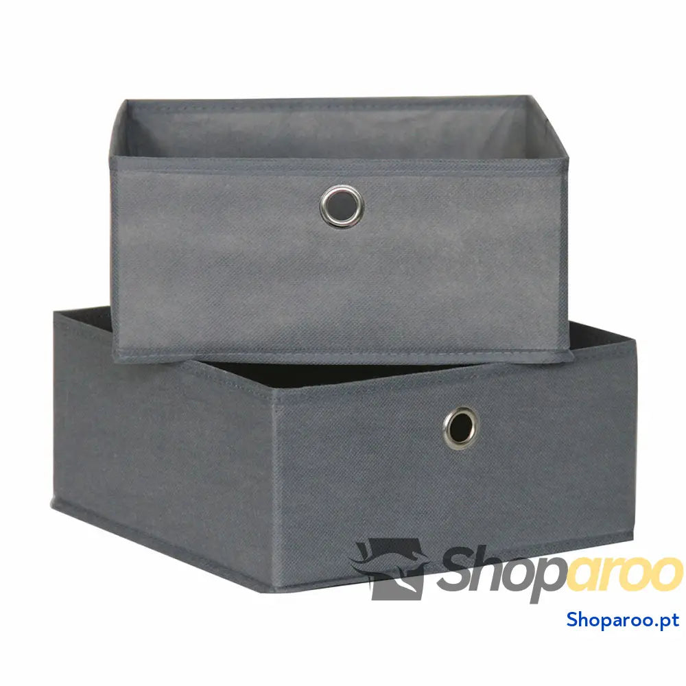 Caixas de arrumação Mondex Cinzento 28 x 28 x 13 cm (2 Unidades)