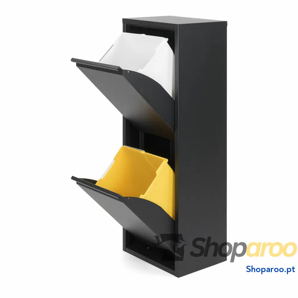Caixote de Lixo para Reciclagem Jobgar Preto 2 gavetas
