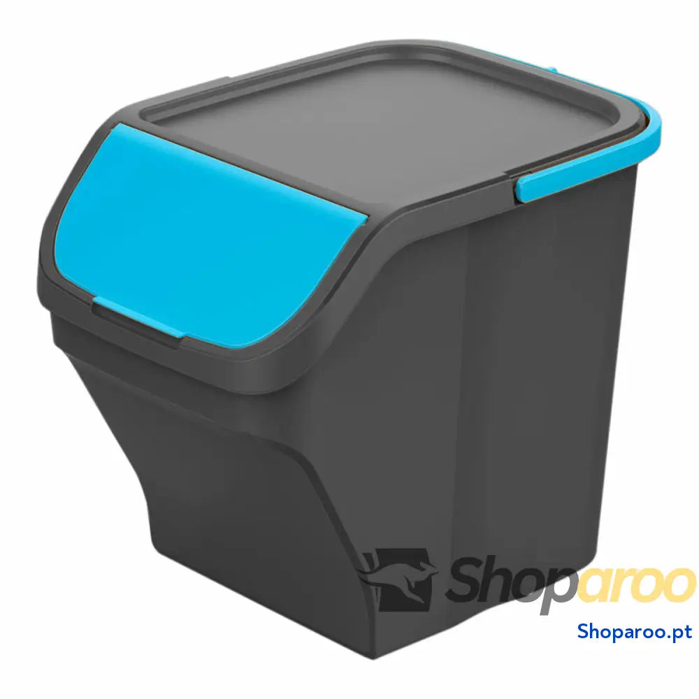 Caixote de Lixo para Reciclagem Mondex Stack N' Sort Azul Cinzento 25 L Empilhável Com tampa 40 x 30 x 34 cm