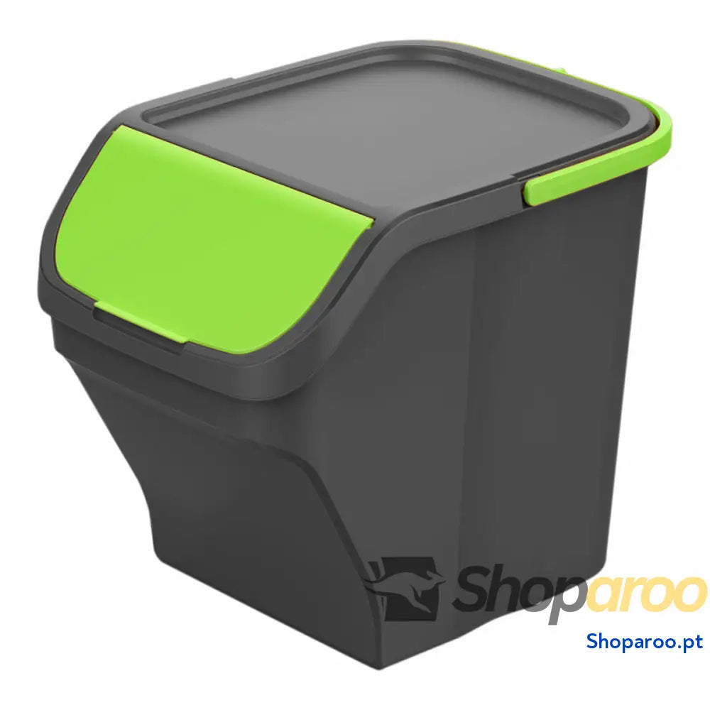 Caixote de Lixo para Reciclagem Mondex Stack N' Sort Verde Cinzento 25 L Com tampa 40 x 30 x 34 cm