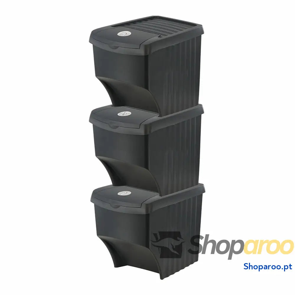 Caixote de Lixo para Reciclagem Sortibox Preto Empilhável