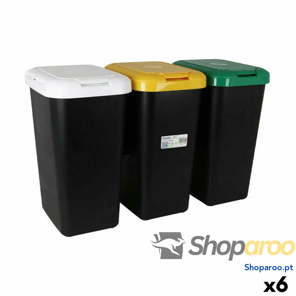 Caixote de Lixo para Reciclagem Tontarelli Amarelo Branco Verde (6 Unidades)