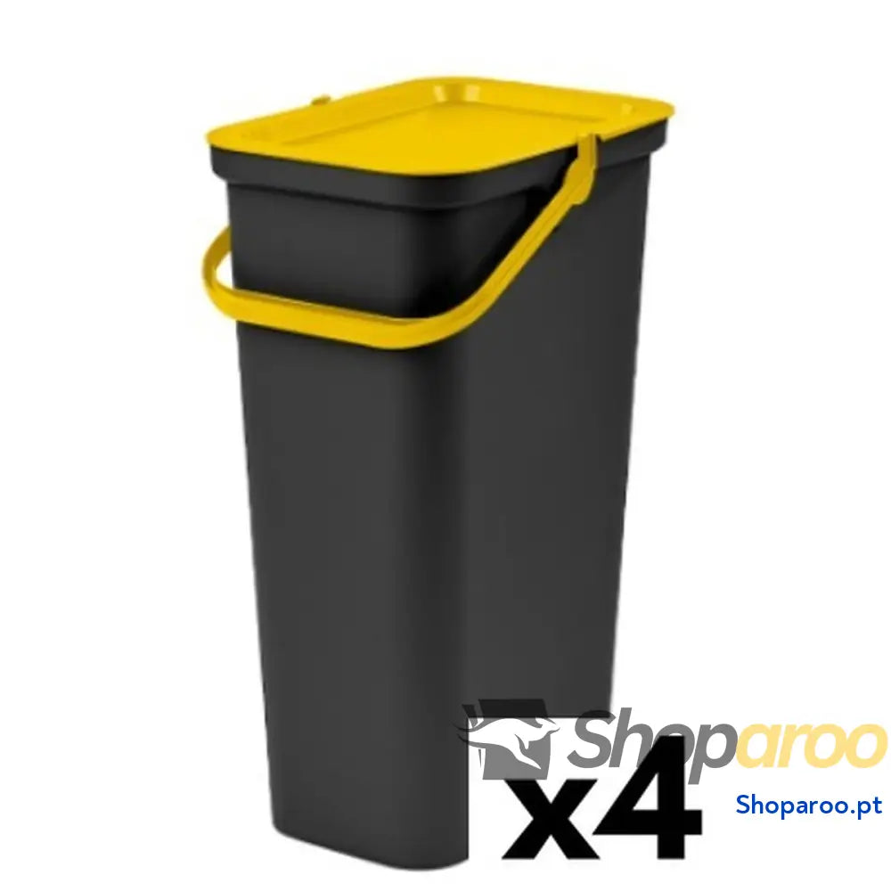 Caixote de Lixo para Reciclagem Tontarelli Moda Amarelo 38 L (4 Unidades)