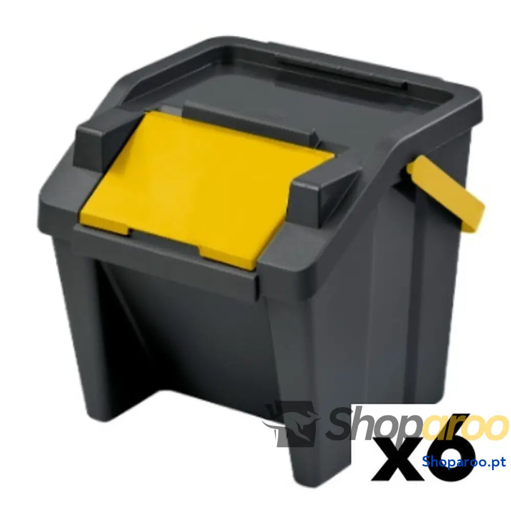 Caixote de Lixo para Reciclagem Tontarelli Moda Amarelo Empilhável 28 L (6 Unidades)