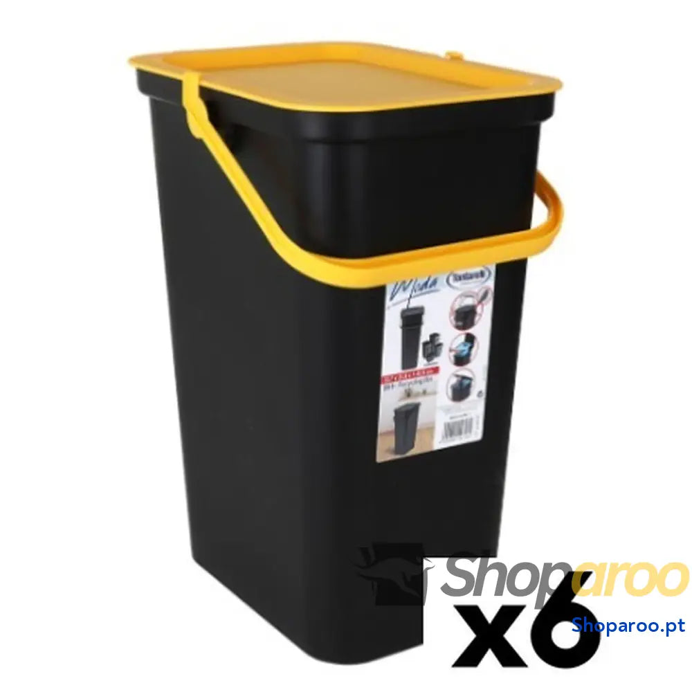 Caixote de Lixo para Reciclagem Tontarelli Moda Amarelo Preto 24 L (6 Unidades)