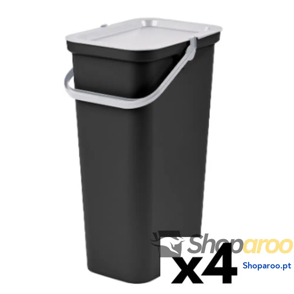 Caixote de Lixo para Reciclagem Tontarelli Moda Branco Preto 38 L (4 Unidades)