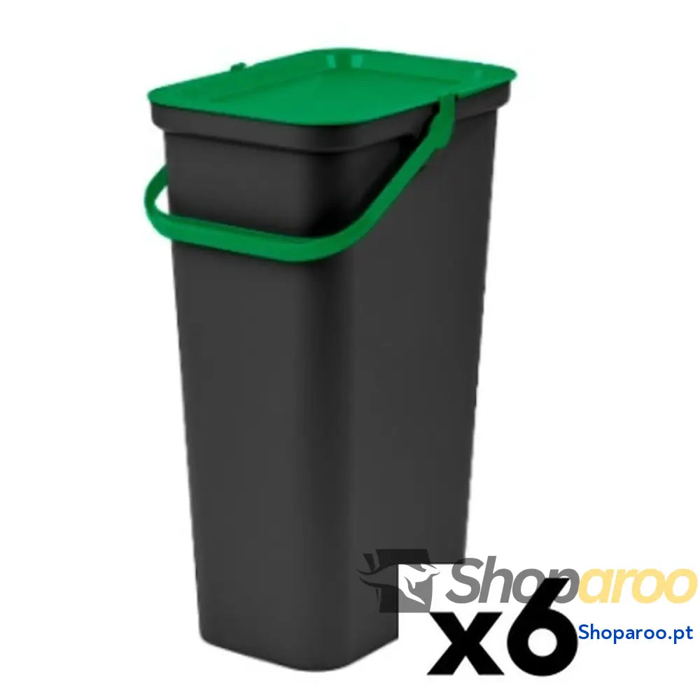 Caixote de Lixo para Reciclagem Tontarelli Moda Preto Verde 24 L (6 Unidades)