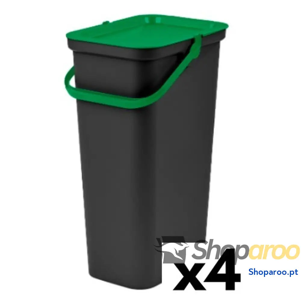 Caixote de Lixo para Reciclagem Tontarelli Moda Verde 38 L (4 Unidades)