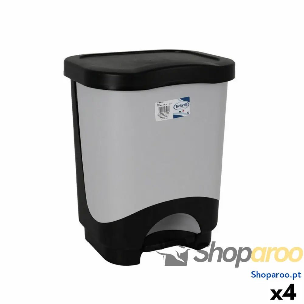 Caixote do Lixo com Pedal Tontarelli Idea 24 L Preto Cinzento 35 x 29 x 44,5 cm (4 Unidades)