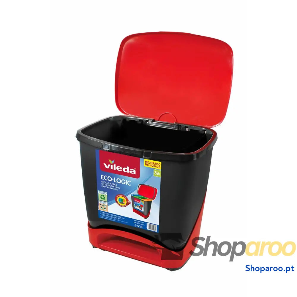 Caixote do lixo Vileda ECO-LOGIC Polipropileno 39 L Preto Vermelho Vermelho/Preto