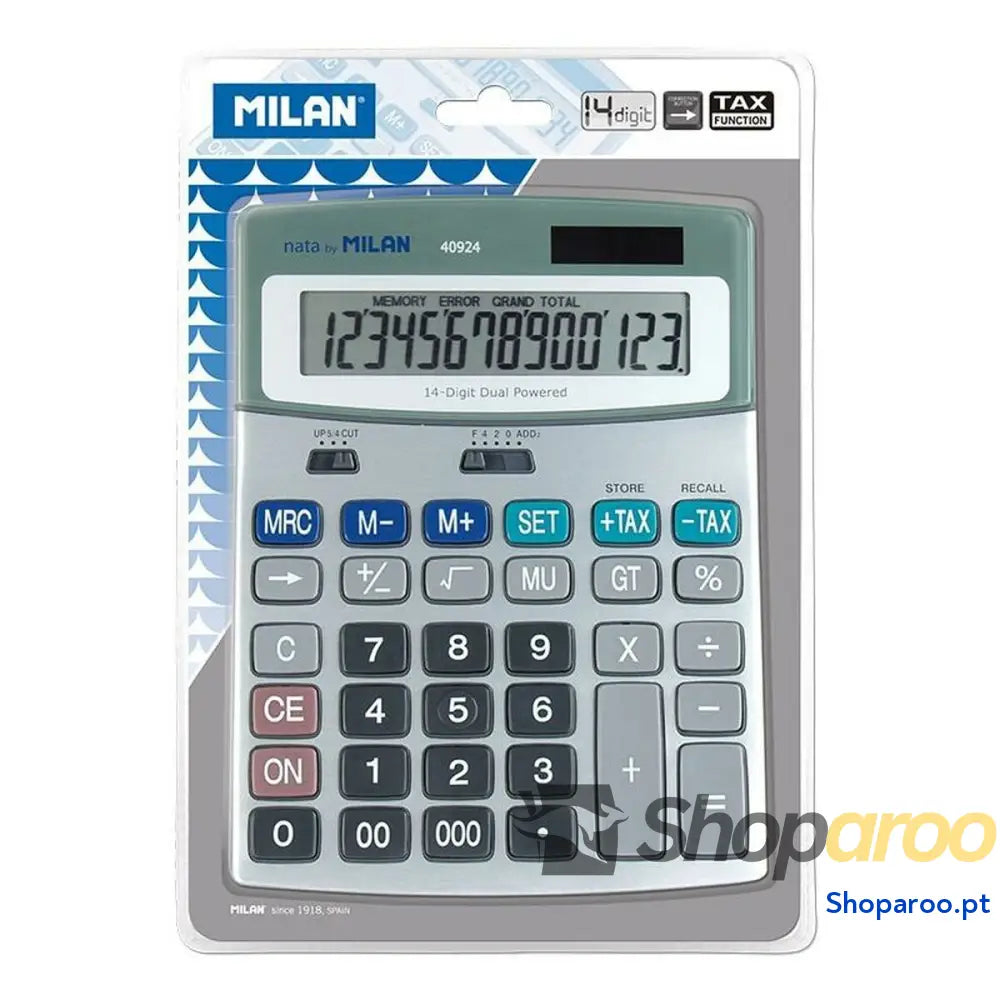 Calculadora Milan Branco Prateado Metal 18,5 x 14 x 2 cm
