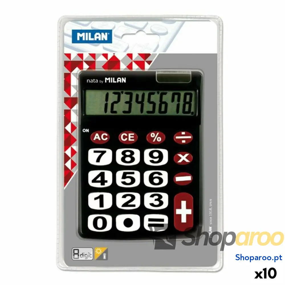 Calculadora Milan Dual Preto 14,5 x 10,6 x 2,1 cm (10 Unidades)