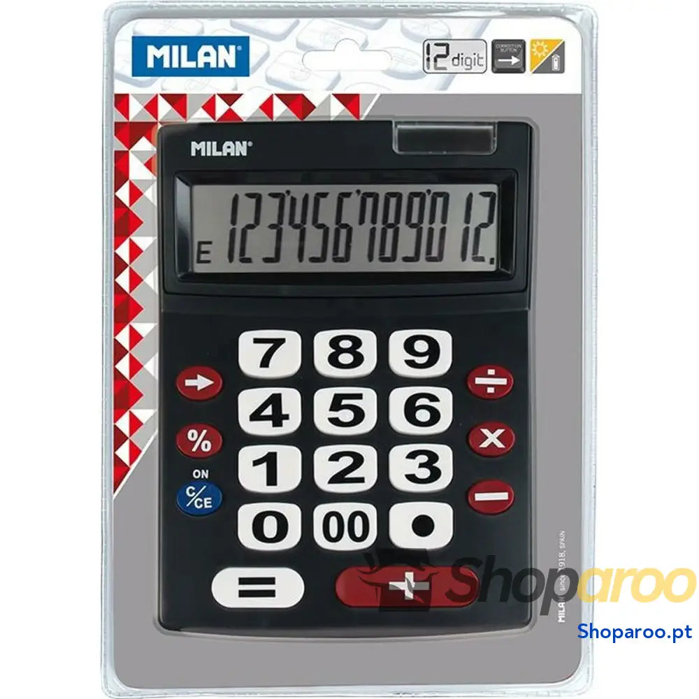 Calculadora Milan Preto 22,5 x 14 x 3 cm