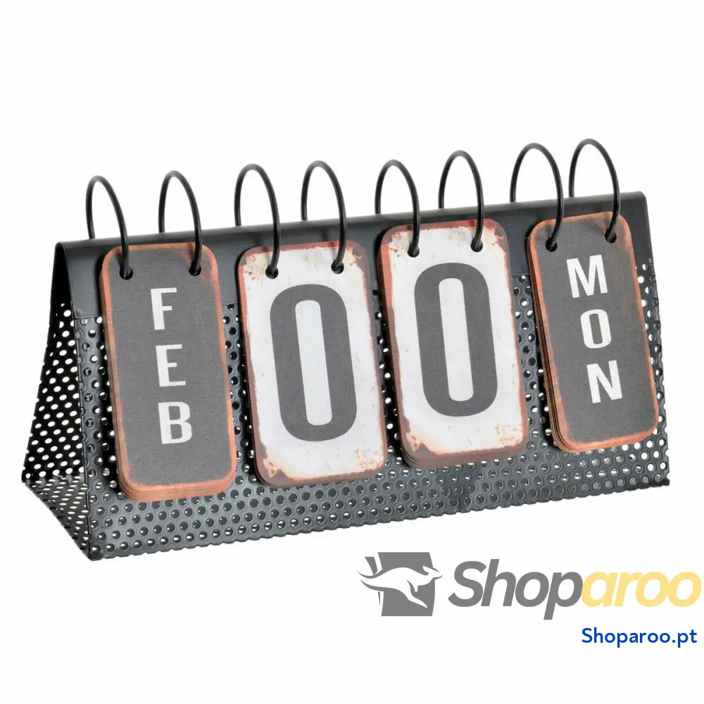 Calendário de Mesa DKD Home Decor Branco Preto 34 x 13 x 21 cm