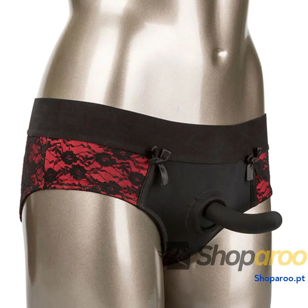 CALEXOTICS - CONJUNTO DE CALCINHAS SCANDAL SEM FUNDO COM DILDO TAMANHO L/XL