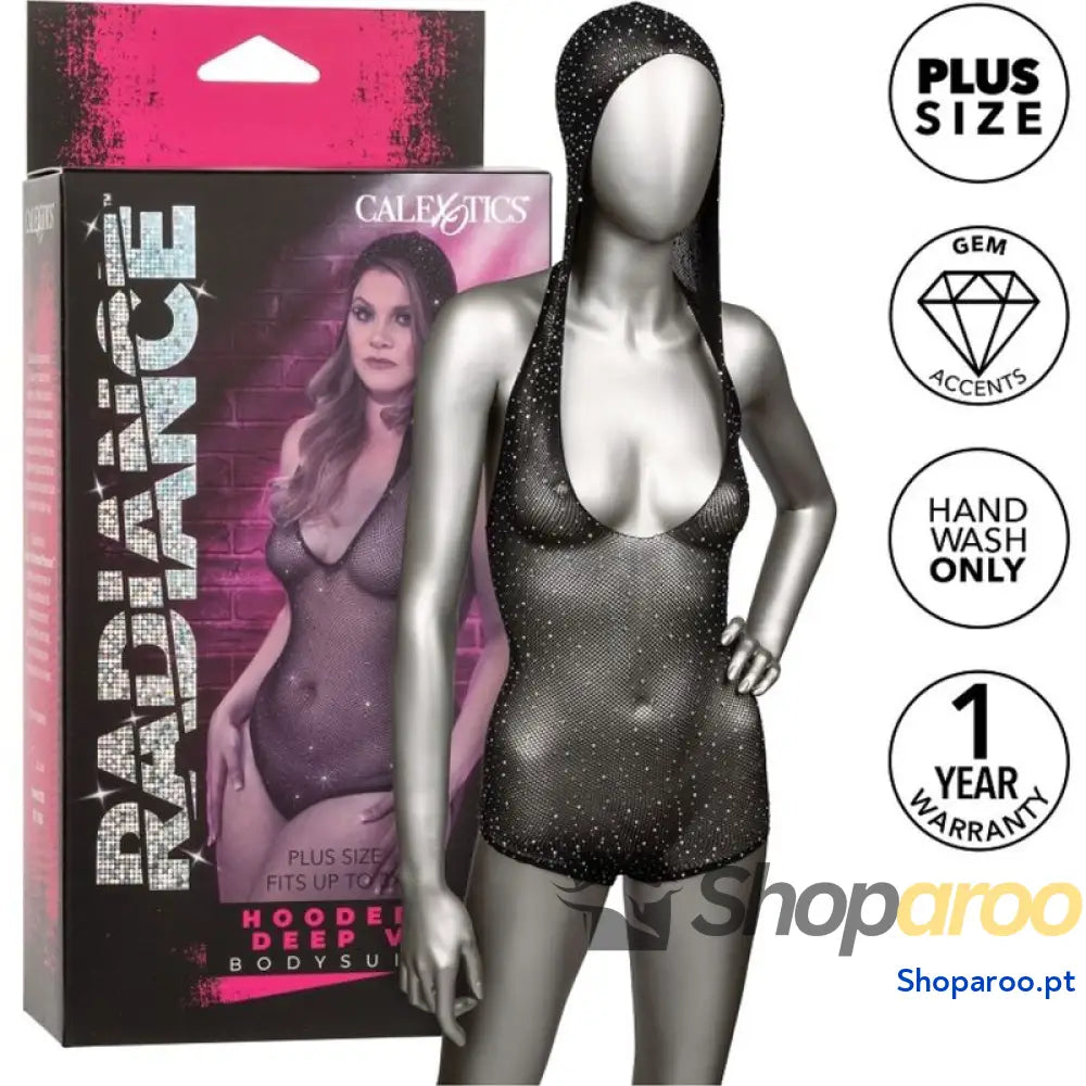 CALEXOTICS - RADIANCE BODYSUIT COM CAPUZ DEEP V PLUS SIZE
