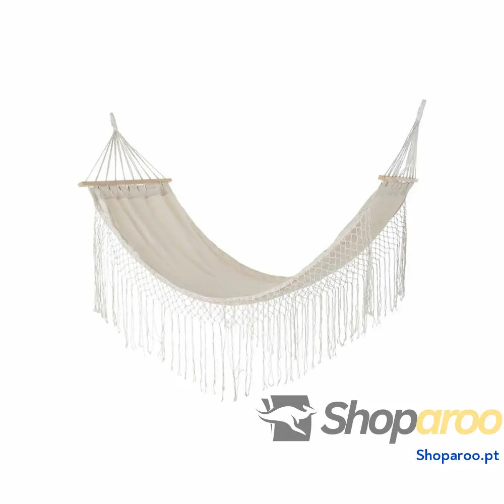 Cama de Rede DKD Home Decor Bege Poliéster Algodão Pinheiro Franjas (280 x 100 x 130 cm)