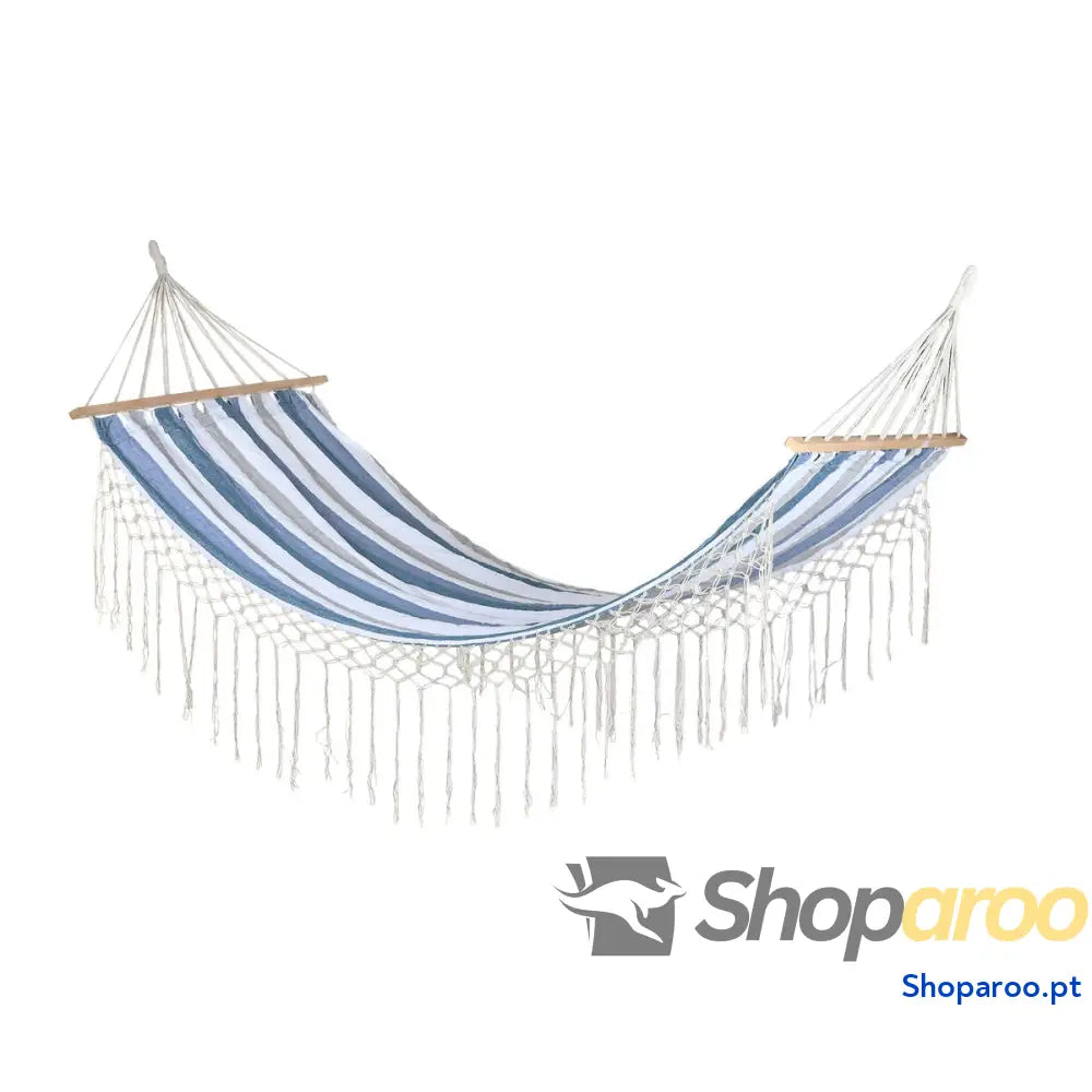 Cama de Rede DKD Home Decor Riscas Azul Branco (200 x 100 x 5 cm)