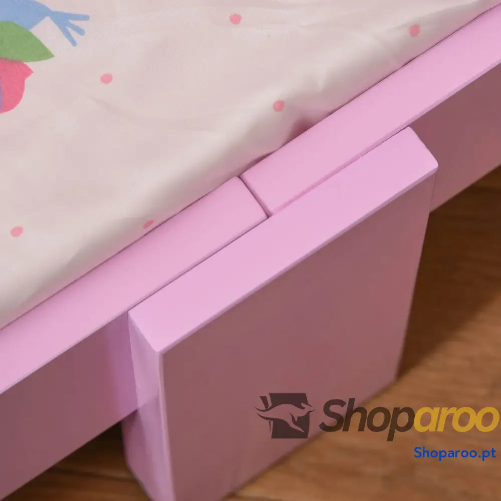 Cama Infantil acima de 3 Anos para Crianças Madeira com Barreira Proteção Carga Máx. 50kg 143x73x60cm Rosa