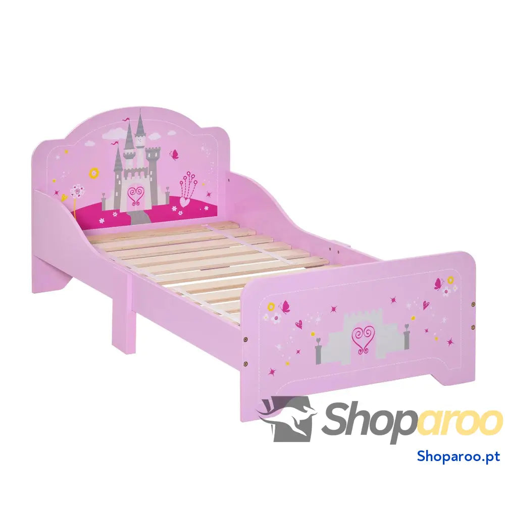 Cama Infantil acima de 3 Anos para Crianças Madeira com Barreira Proteção Carga Máx. 50kg 143x73x60cm Rosa
