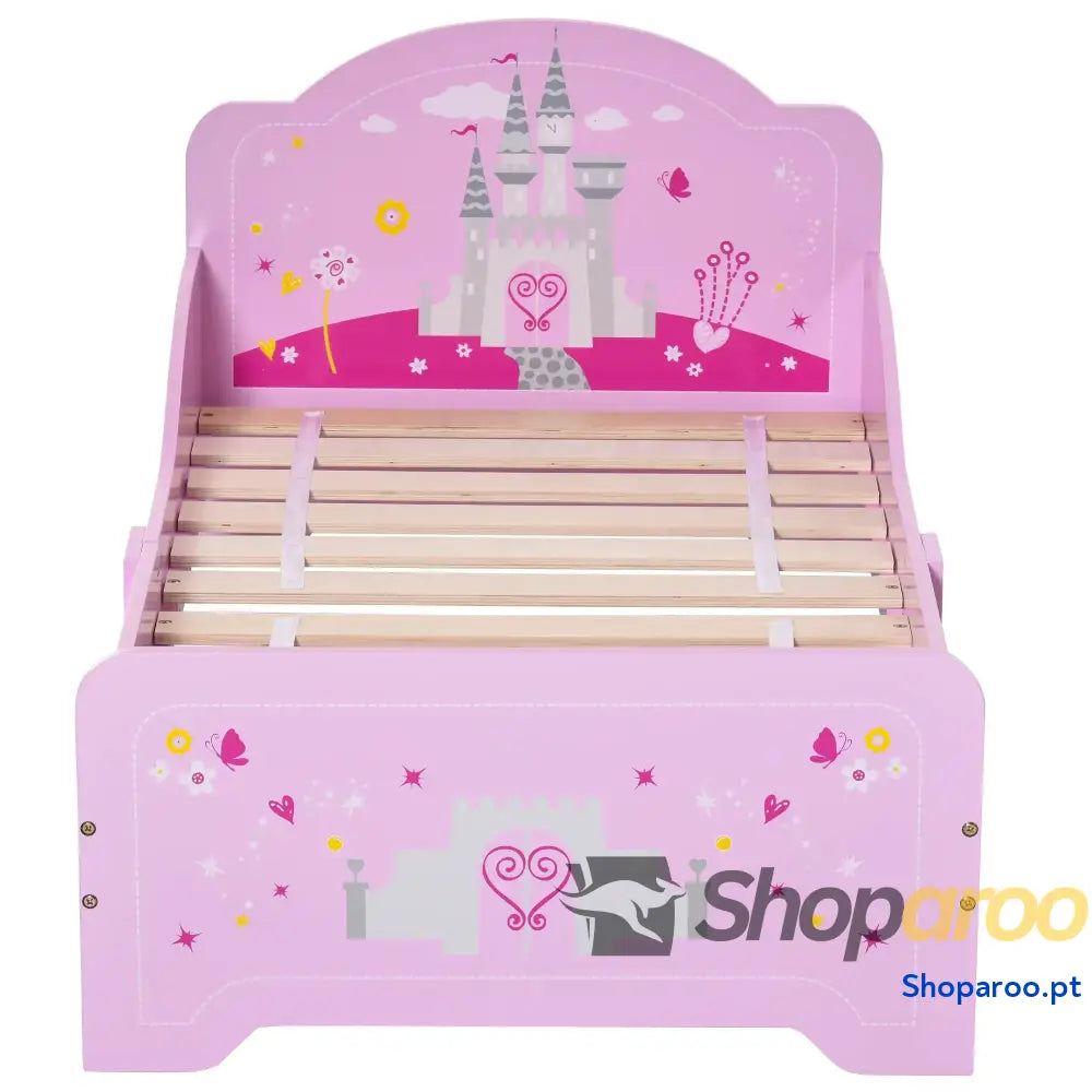 Cama Infantil acima de 3 Anos para Crianças Madeira com Barreira Proteção Carga Máx. 50kg 143x73x60cm Rosa