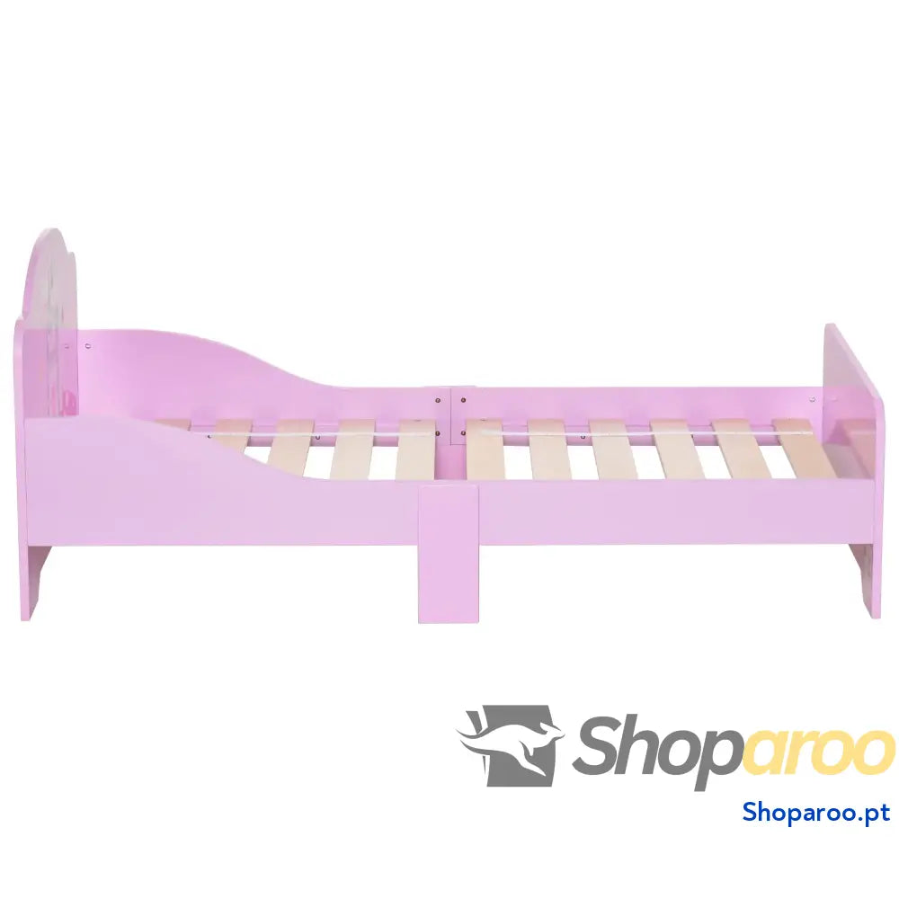 Cama Infantil acima de 3 Anos para Crianças Madeira com Barreira Proteção Carga Máx. 50kg 143x73x60cm Rosa