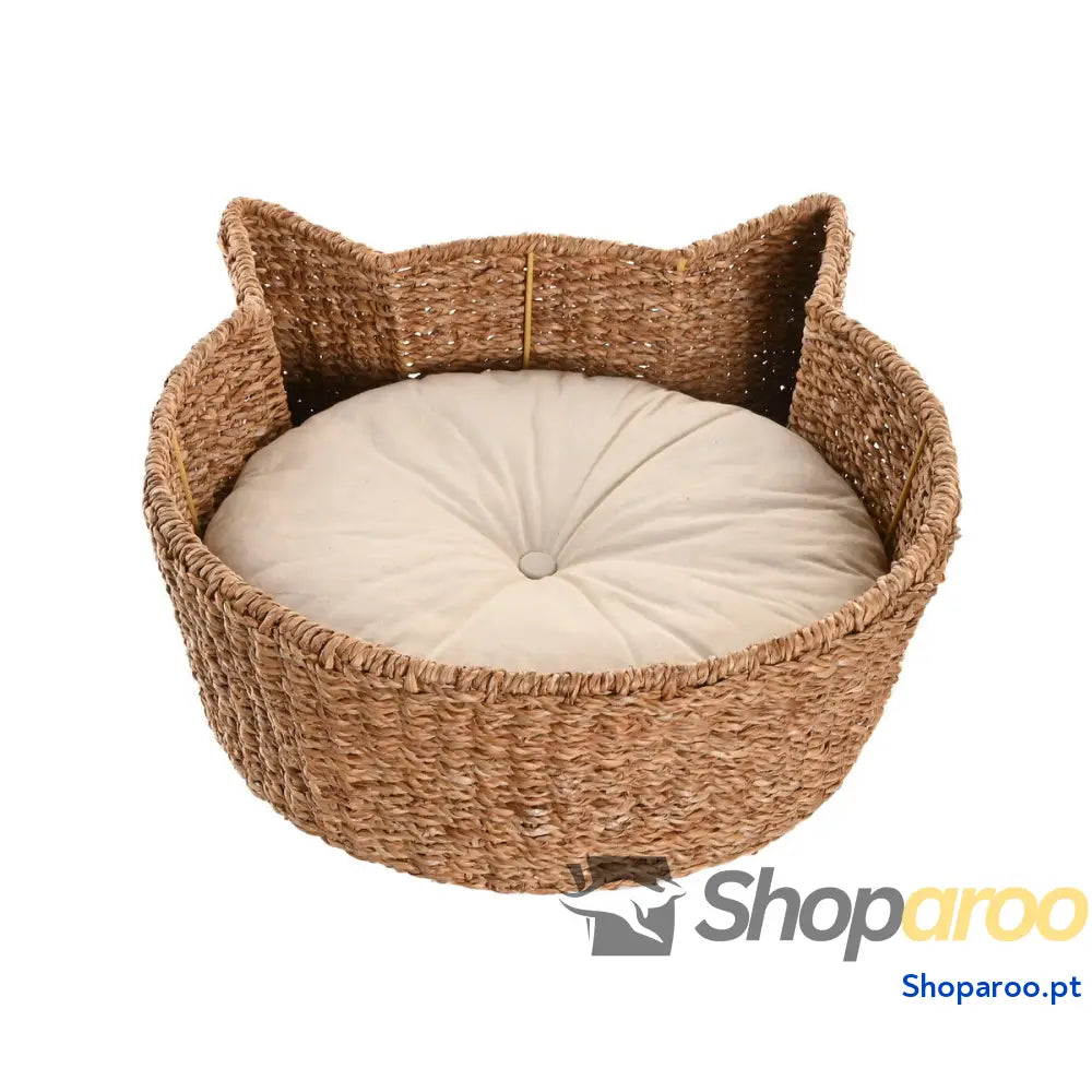 Cama para cães Home ESPRIT Branco Natural Fibra natural 55 X 45 X 18 CM