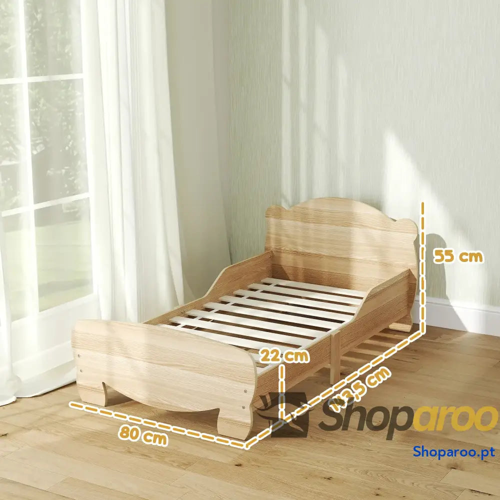 Cama para Crianças +3 Anos Infantil de Madeira Cabeceira em Forma Urso 143,5x80x55 cm