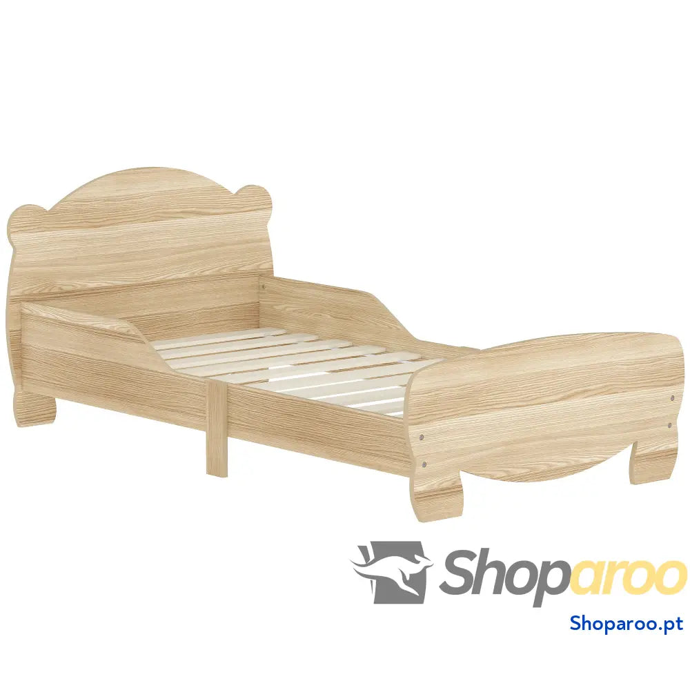 Cama para Crianças +3 Anos Infantil de Madeira Cabeceira em Forma Urso 143,5x80x55 cm