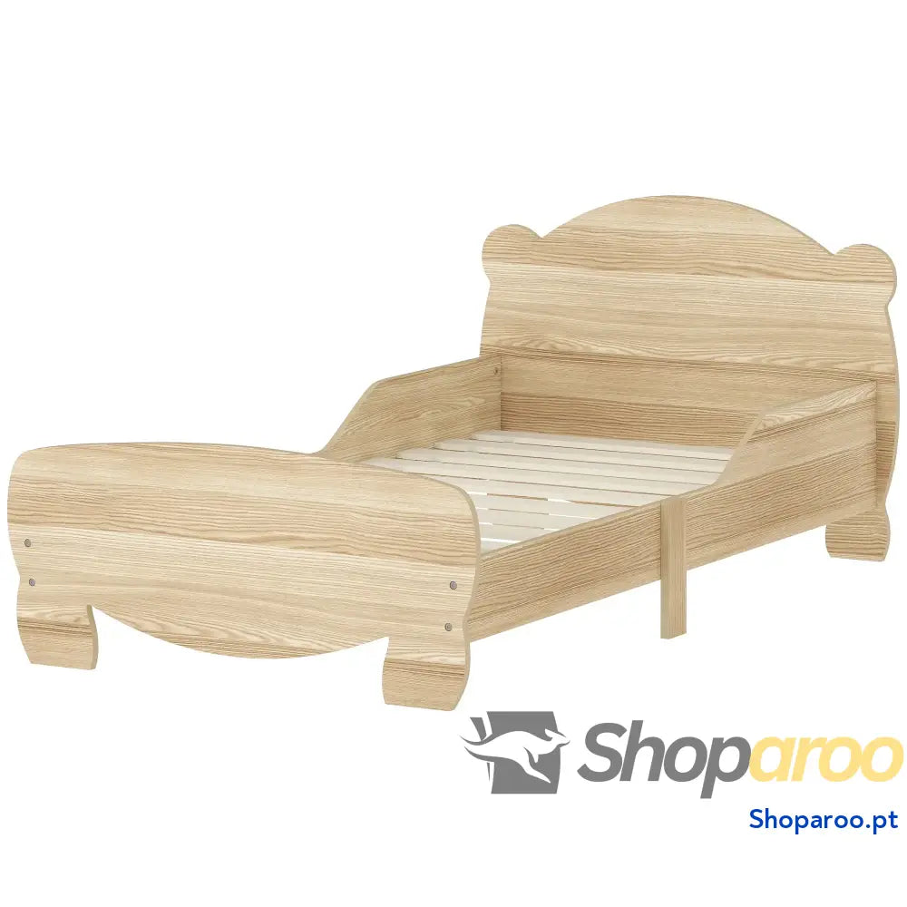 Cama para Crianças +3 Anos Infantil de Madeira Cabeceira em Forma Urso 143,5x80x55 cm