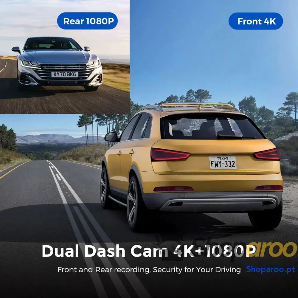 Câmara Auto UHD 4K com WiFi e câmara traseira 1080p opcional