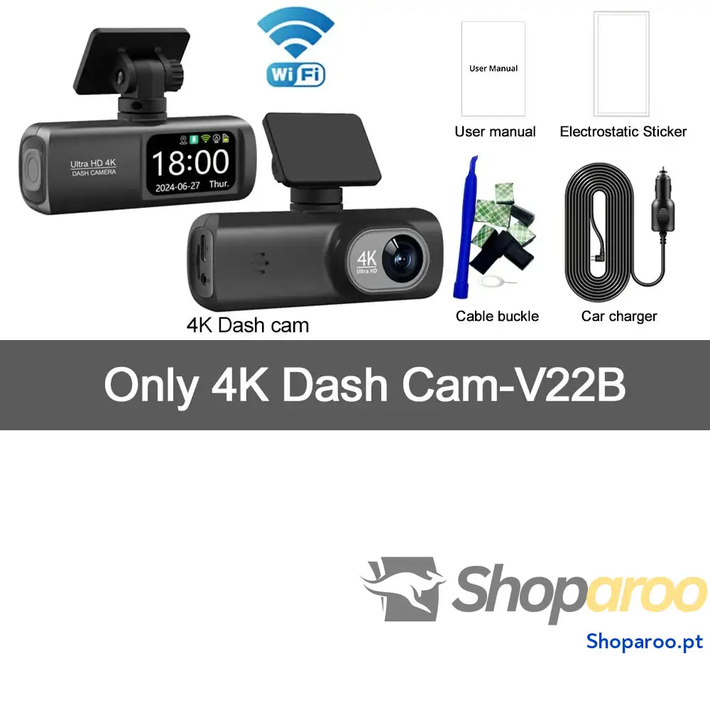 Câmara Auto UHD 4K com WiFi e câmara traseira 1080p opcional