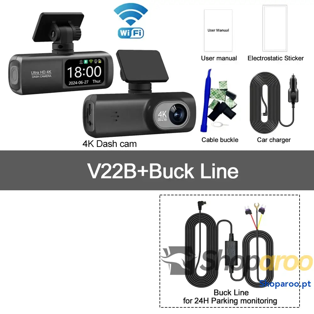 Câmara Auto UHD 4K com WiFi e câmara traseira 1080p opcional