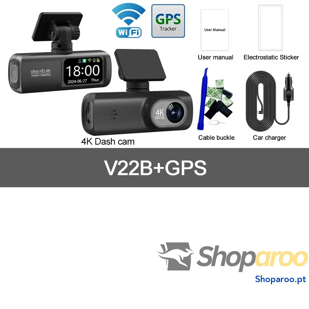 Câmara Auto UHD 4K com WiFi e câmara traseira 1080p opcional