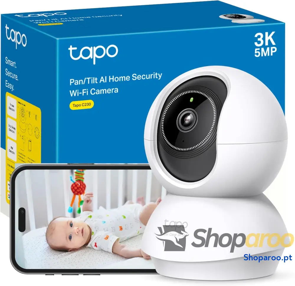 Câmara de vigilância IA 360° 3K 5MP alarme sonoro/luz visão noturna áudio bidirecional deteção movimento AI controlo