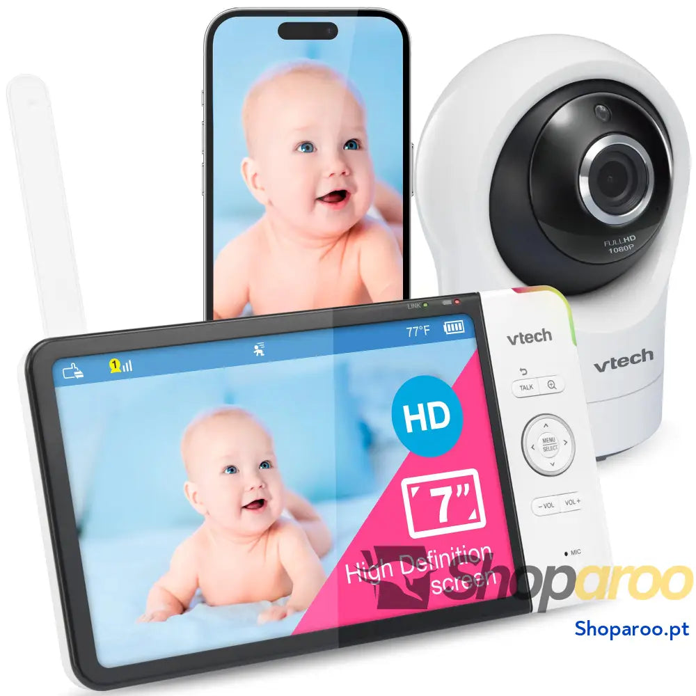 Câmara de vigilância para bebé 2600 mAh monitor com câmara bebés sem fios vídeo LCD 5’’ inteligente VOX visão noturna
