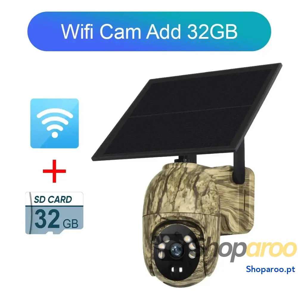Câmara de vigilância solar Wi-Fi 4G LTE com visão noturna a cores