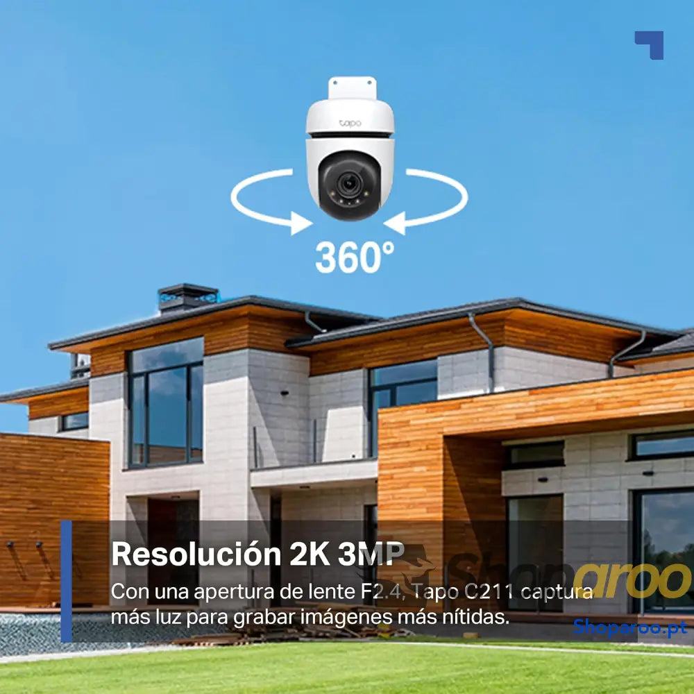 Câmara de vigilância Wi Fi para exteriores 360º visão noturna a cores 2k (3MP) deteção pessoas com IA rastreamento