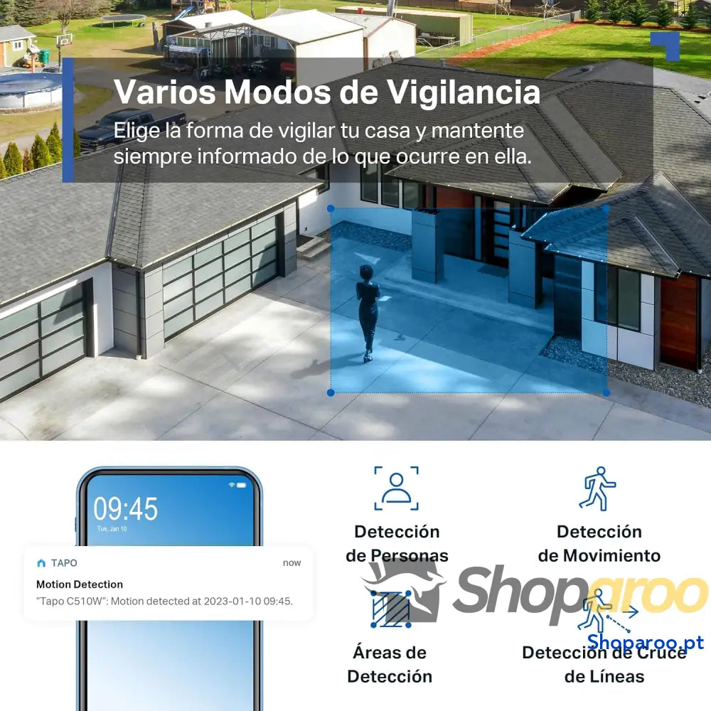 Câmara de vigilância Wi Fi para exteriores 360º visão noturna a cores 2k (3MP) deteção pessoas com IA rastreamento