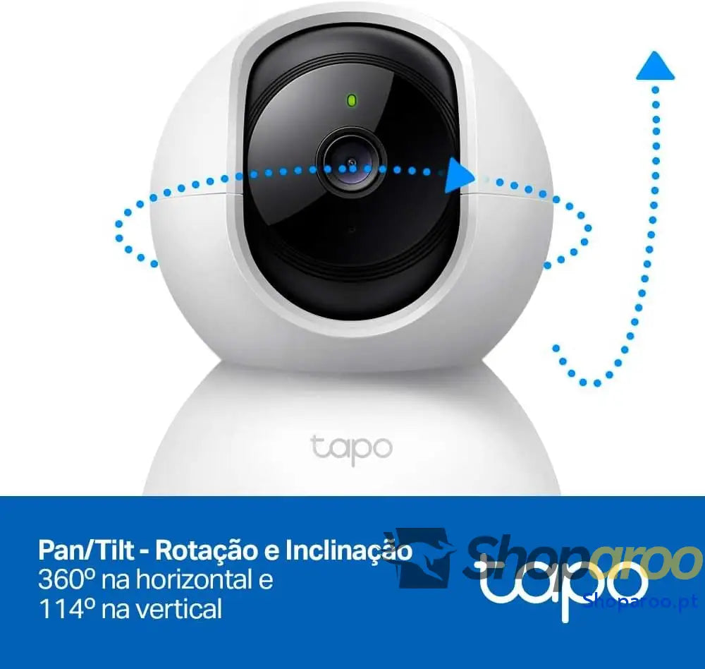Câmara IP WiFi 360° de Vigilância FHD 1080p Visão Noturna Notificações em Tempo Real Compatível com Cartão SD Detecção