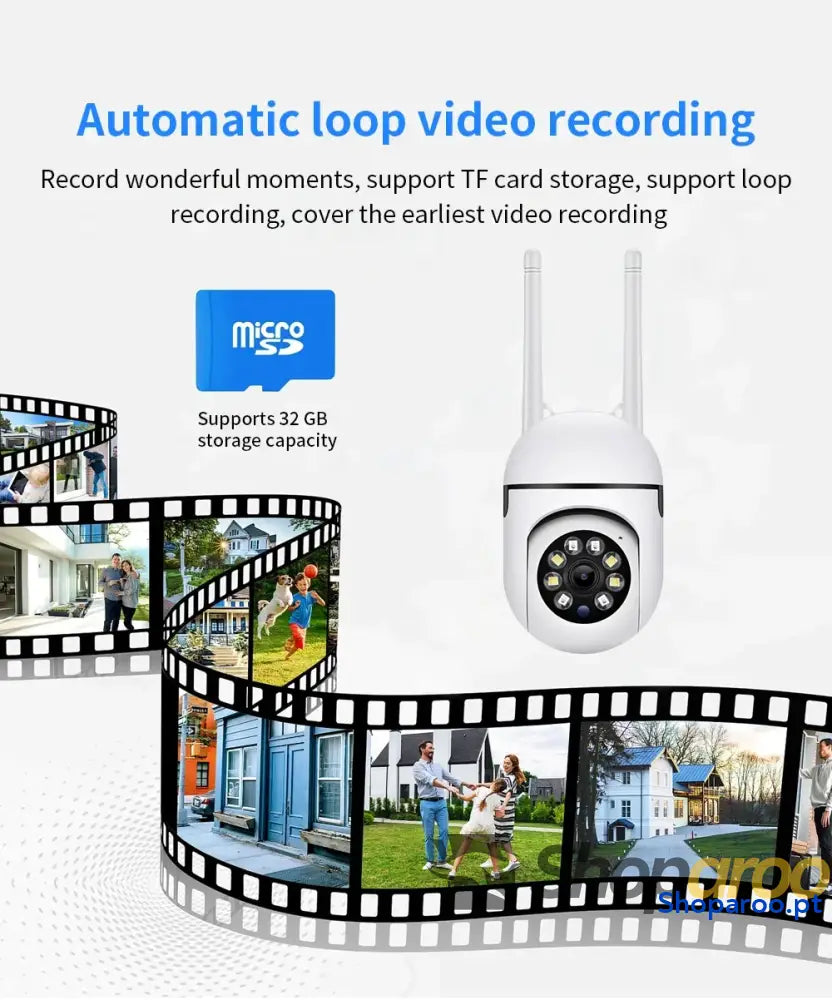 Câmara PTZ Wi-Fi 8MP com Zoom 4X Visão Noturna e Áudio Bidirecional