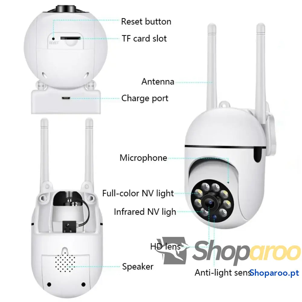 Câmara PTZ Wi-Fi 8MP com Zoom 4X Visão Noturna e Áudio Bidirecional